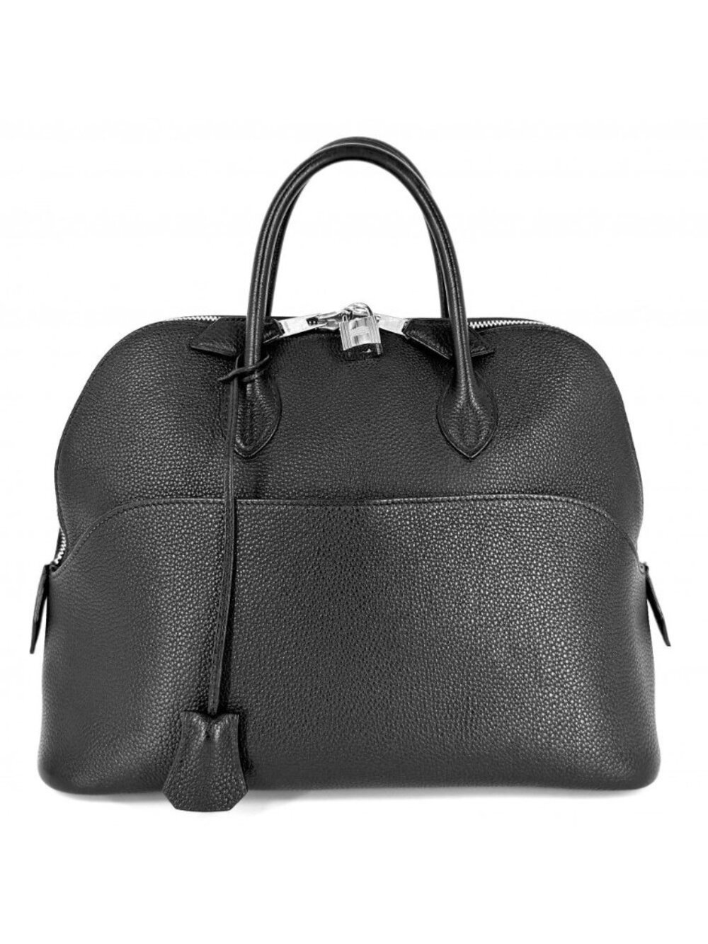 Hermes Handbag Bolide 31 Leather Black Silver